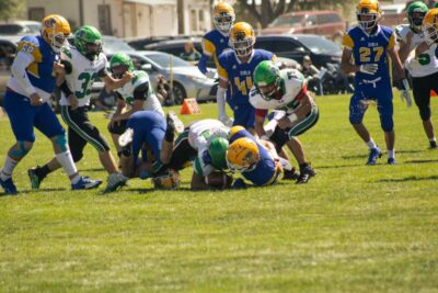 after the tackle football players convene to aide players